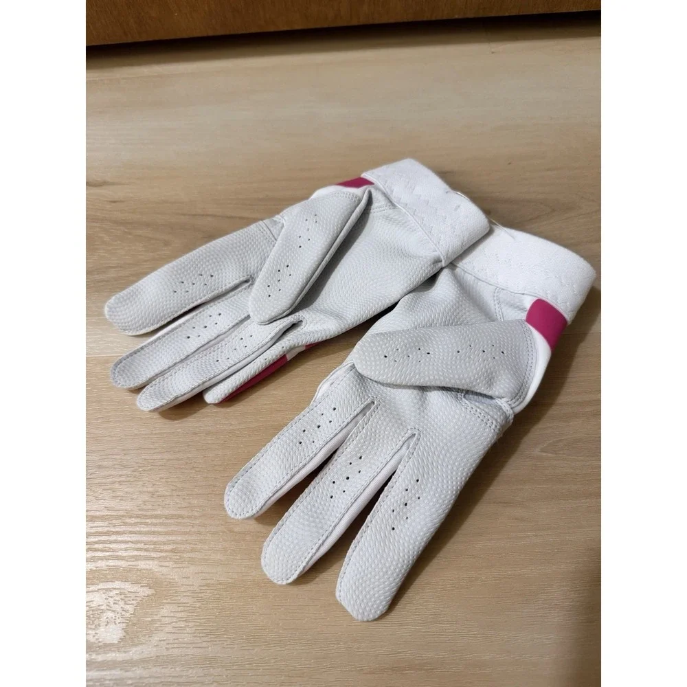 Under Armour Youth Large Batting Gloves Pink/White Synthetic Hook & Loop Pair